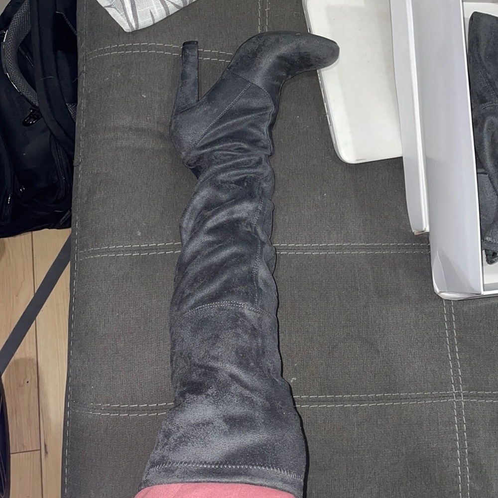 Grey suede boots